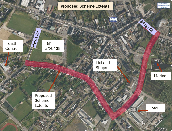 Ballinasloe Active Travel scheme proposal map